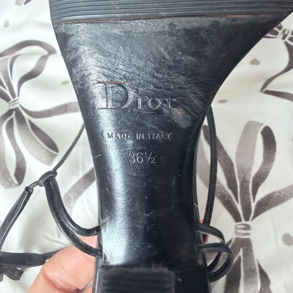 Dior Black Strappy heels  with Logo Circle Accent - Picture 9 of 10